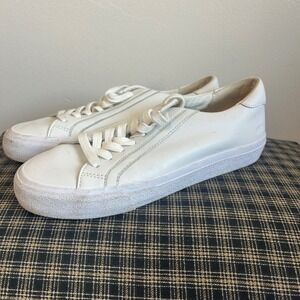 Madewell Sidewalk Low Top Sneakers Womens Size 7 White Leather MWL Lace Up